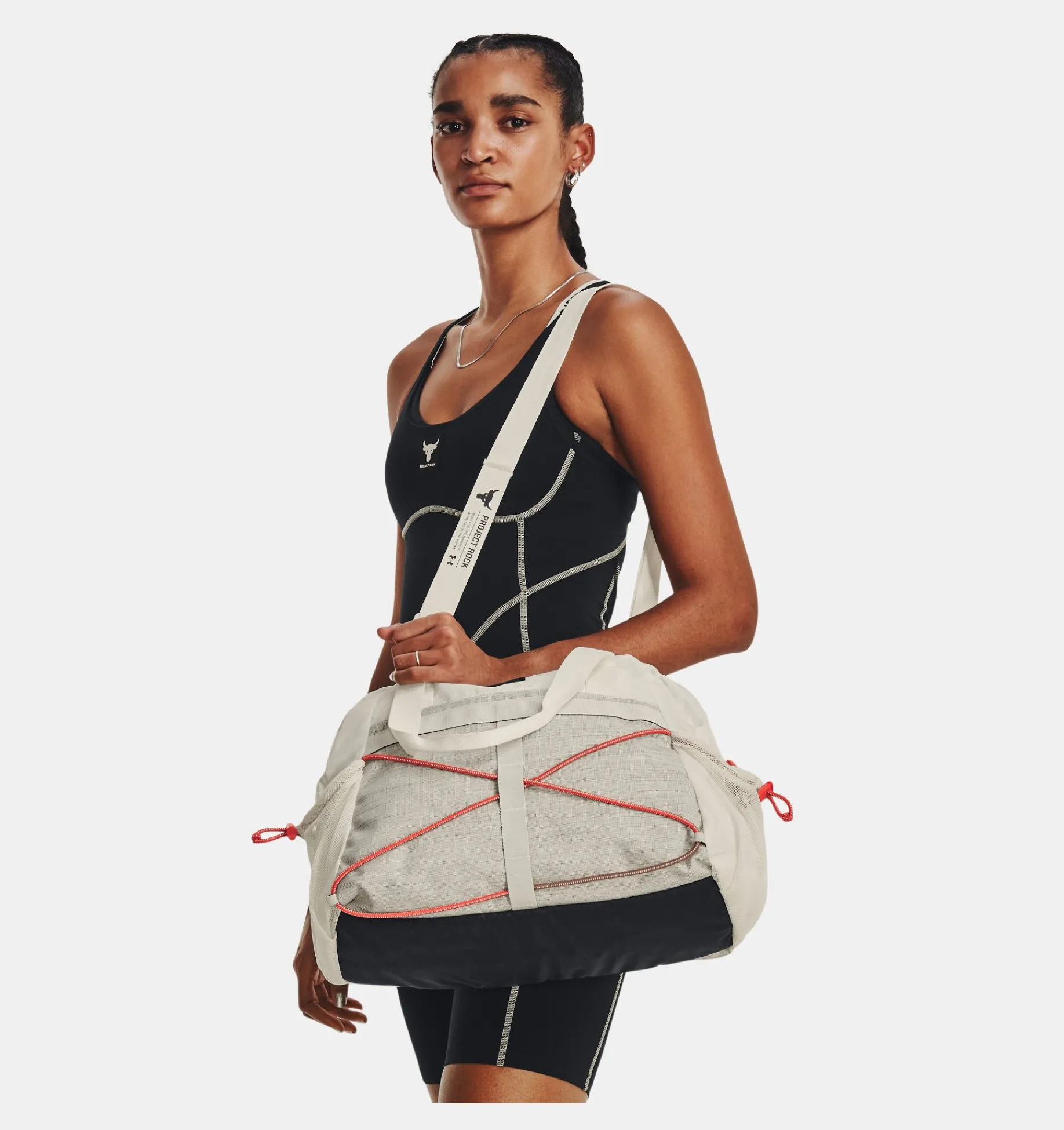 Discount Under Armour Borsa Da Palestra Piccola Project Rock Da Donna Ivory / Black - 130