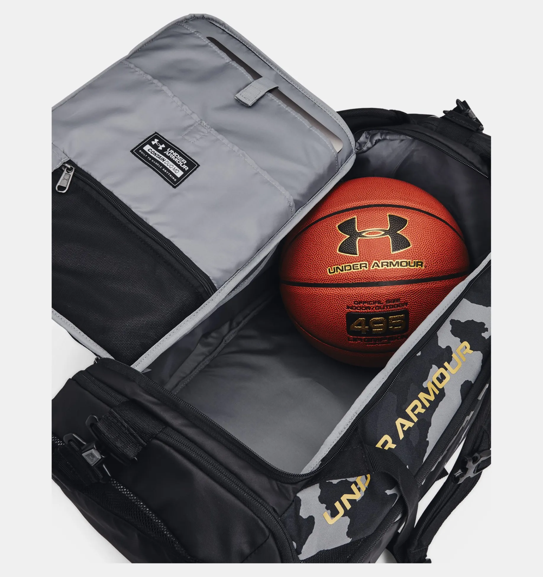 New Under Armour Borsone Medio Ua Contain Duo Unisex Black / Metallic Gold - 002