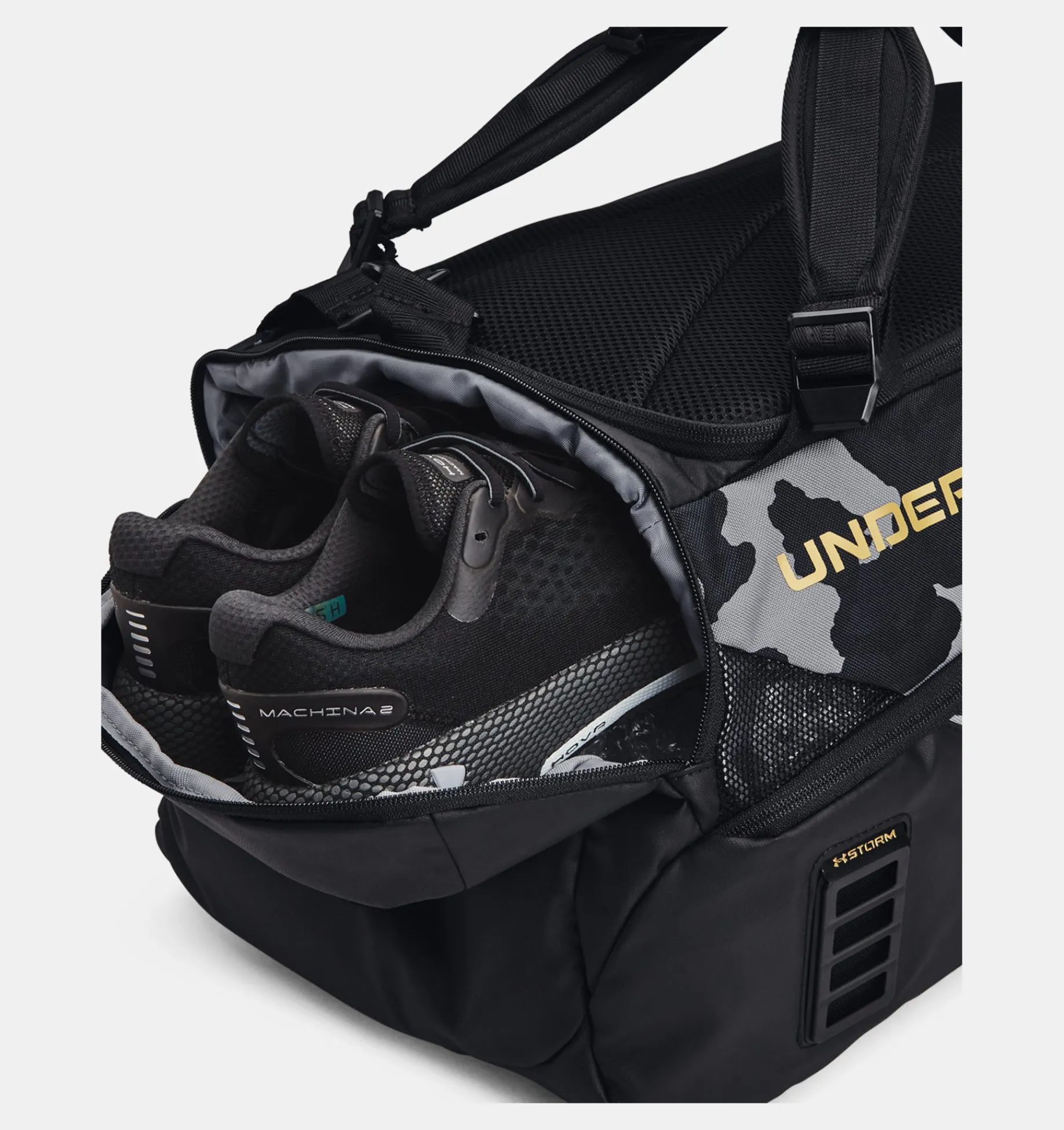 New Under Armour Borsone Medio Ua Contain Duo Unisex Black / Metallic Gold - 002