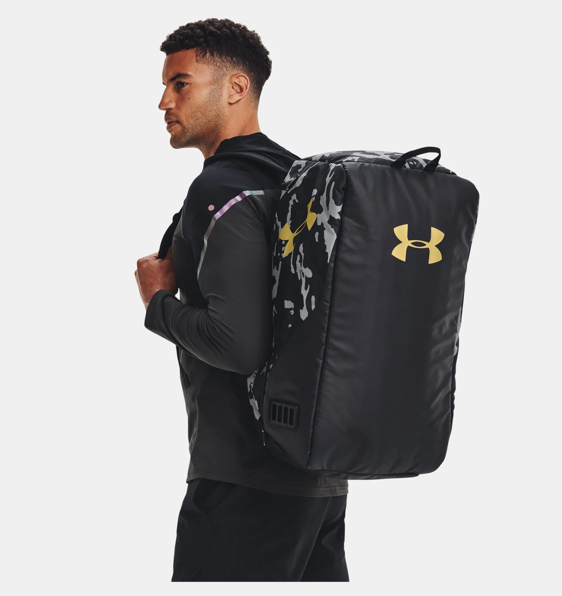 New Under Armour Borsone Medio Ua Contain Duo Unisex Black / Metallic Gold - 002