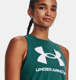 Shop Under Armour Canotta Ua Sportstyle Graphic Da Donna Coastal Teal / White - 722