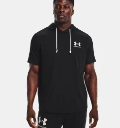 New Under Armour Felpa Con Cappuccio A Maniche Corte Ua Rival Terry Da Uomo Black / Onyx White - 001