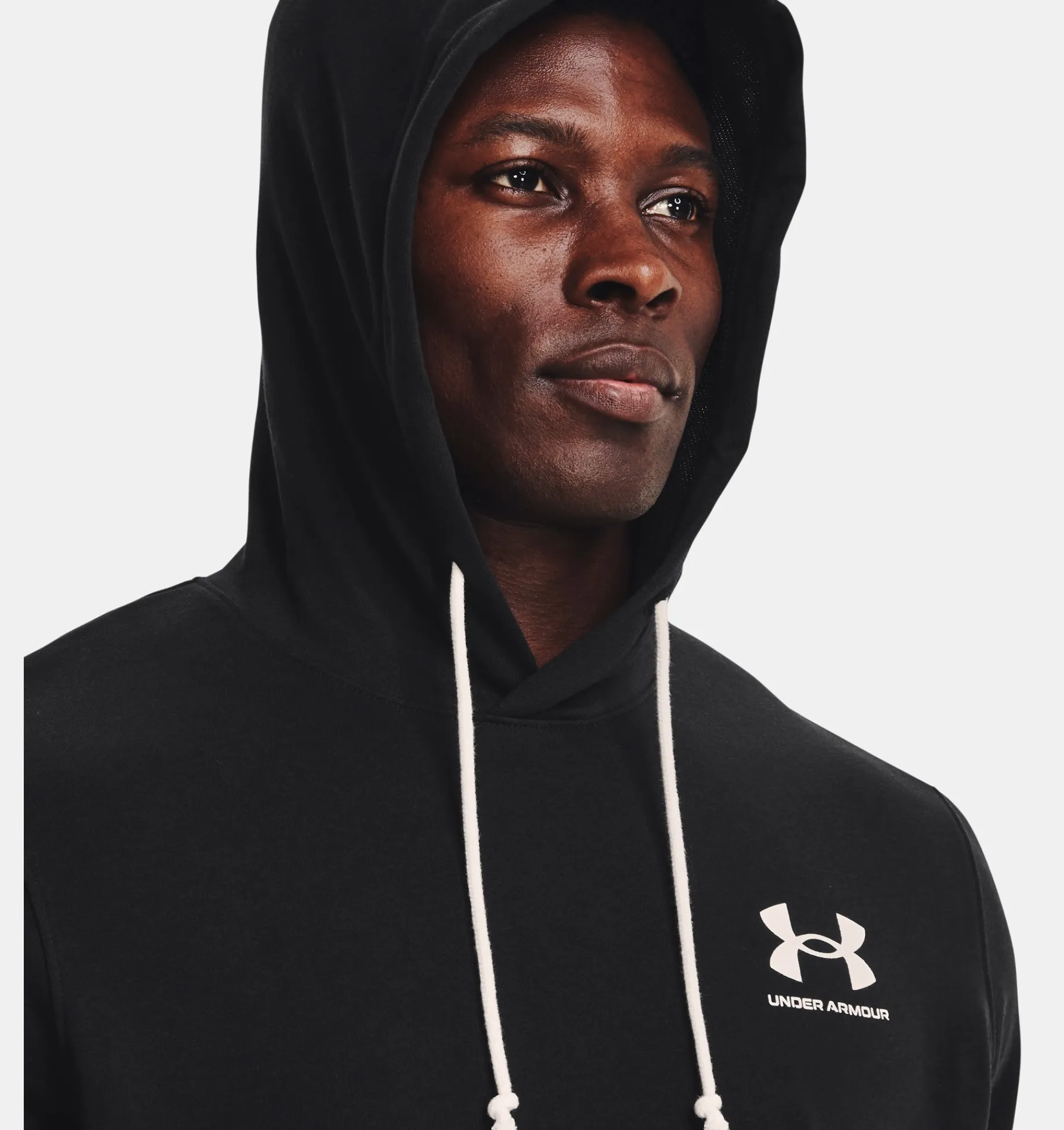 New Under Armour Felpa Con Cappuccio A Maniche Corte Ua Rival Terry Da Uomo Black / Onyx White - 001