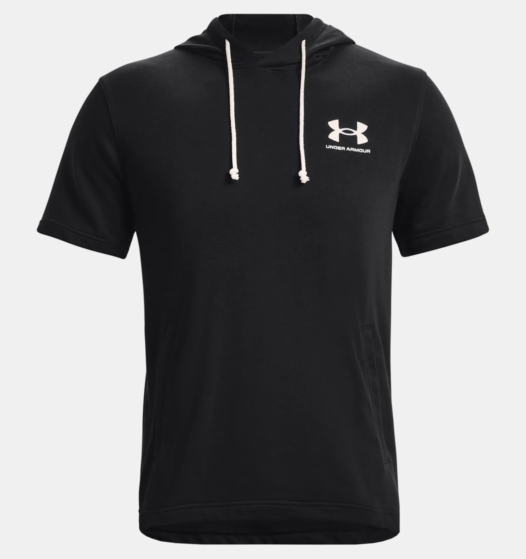 New Under Armour Felpa Con Cappuccio A Maniche Corte Ua Rival Terry Da Uomo Black / Onyx White - 001