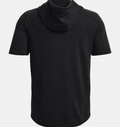 New Under Armour Felpa Con Cappuccio A Maniche Corte Ua Rival Terry Da Uomo Black / Onyx White - 001