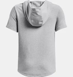 Shop Under Armour Felpa Con Cappuccio A Maniche Corte Ua Rival Terry Da Ragazzo Mod Gray Light Heather / Onyx White - 011