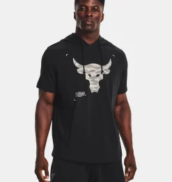 Shop Under Armour Felpa Con Cappuccio A Manica Corta Project Rock Terry Da Uomo Black / Onyx White - 002