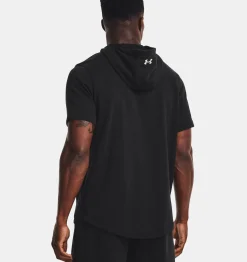 Shop Under Armour Felpa Con Cappuccio A Manica Corta Project Rock Terry Da Uomo Black / Onyx White - 002
