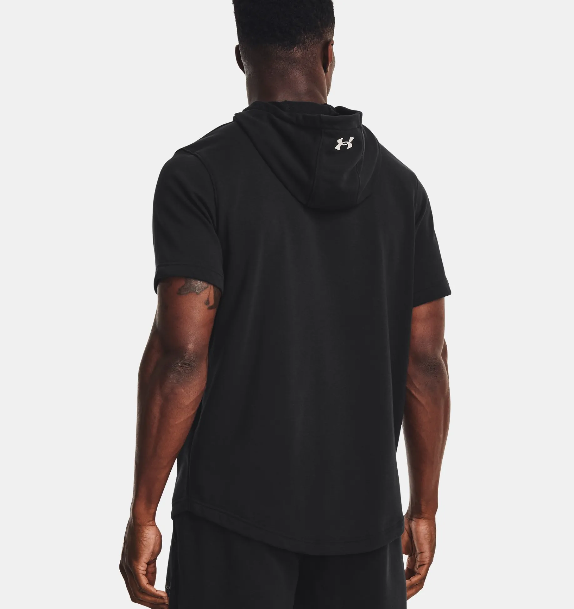 Shop Under Armour Felpa Con Cappuccio A Manica Corta Project Rock Terry Da Uomo Black / Onyx White - 002