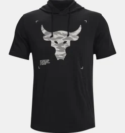 Shop Under Armour Felpa Con Cappuccio A Manica Corta Project Rock Terry Da Uomo Black / Onyx White - 002
