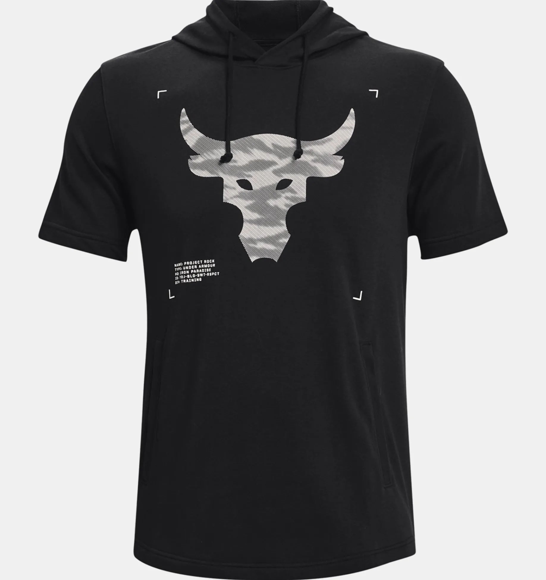 Shop Under Armour Felpa Con Cappuccio A Manica Corta Project Rock Terry Da Uomo Black / Onyx White - 002