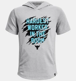 Online Under Armour Felpa Con Cappuccio A Maniche Corte Project Rock Da Ragazzo Mod Gray Light Heather / Black - 012