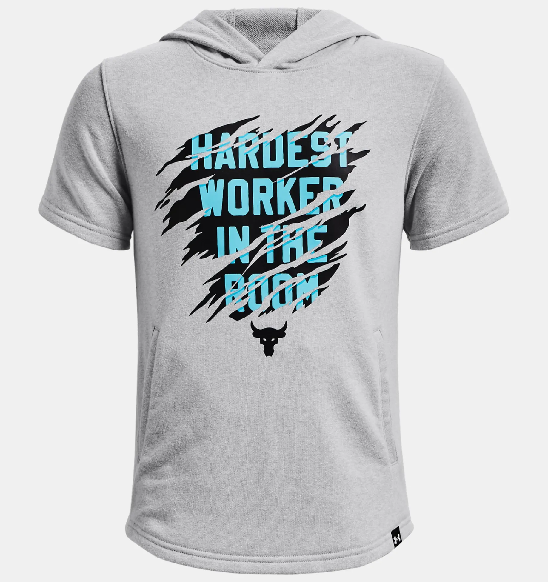 Online Under Armour Felpa Con Cappuccio A Maniche Corte Project Rock Da Ragazzo Mod Gray Light Heather / Black - 012