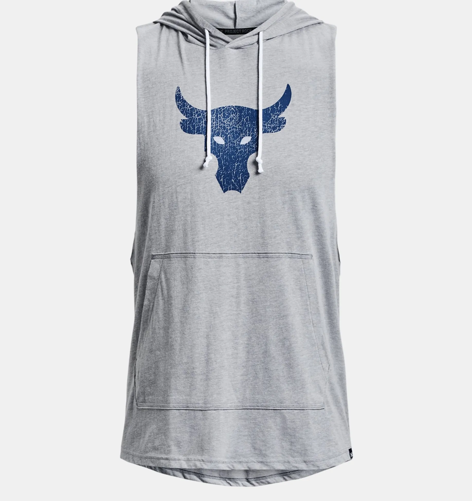 New Under Armour Felpa Con Cappuccio Senza Maniche Project Rock Bsr Bull Da Uomo Steel Light Heather / Blue Mirage - 035