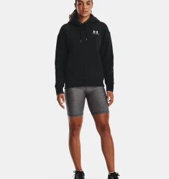 Best Sale Under Armour Felpa Con Cappuccio Ua Essential Fleece Da Donna Black / White - 001