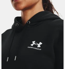 Best Sale Under Armour Felpa Con Cappuccio Ua Essential Fleece Da Donna Black / White - 001