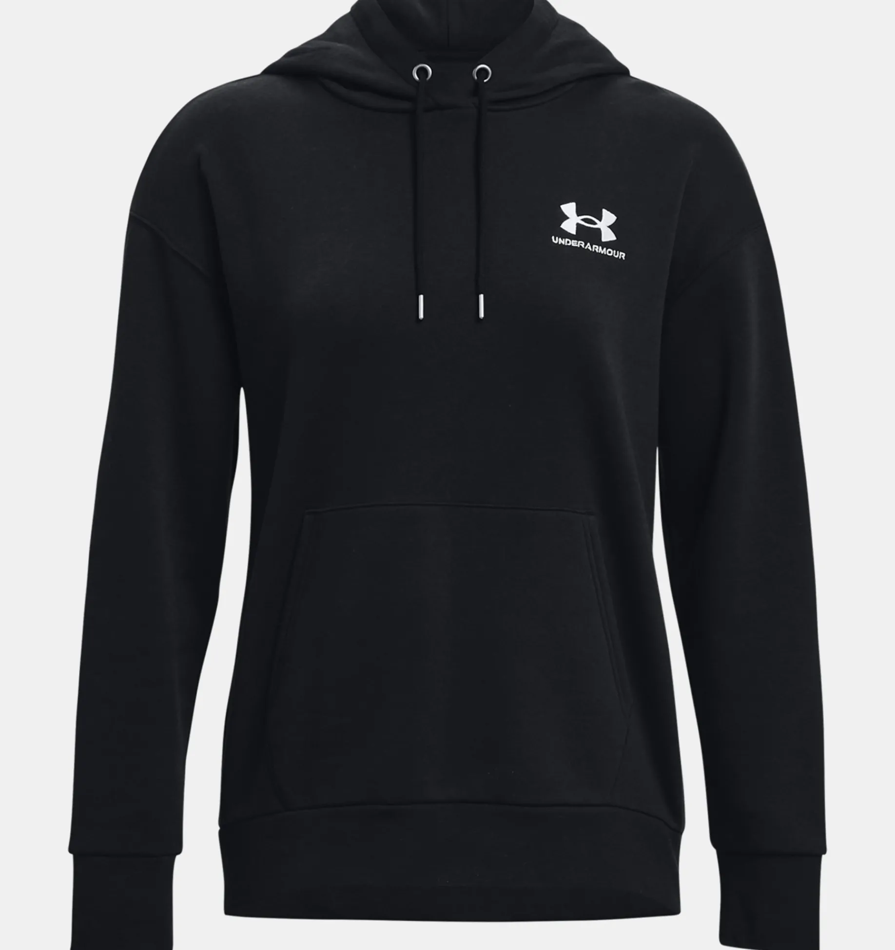 Best Sale Under Armour Felpa Con Cappuccio Ua Essential Fleece Da Donna Black / White - 001