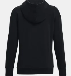 Best Sale Under Armour Felpa Con Cappuccio Ua Essential Fleece Da Donna Black / White - 001