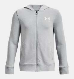 Outlet Under Armour Felpa Con Cappuccio Ua Rival Terry Full-Zip Da Ragazzo Mod Gray Light Heather / Onyx White - 011