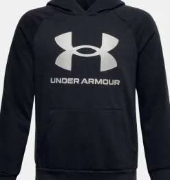Sale Under Armour Felpa Con Cappuccio Ua Rival Fleece Big Logo Da Ragazzo Black / Onyx White - 001