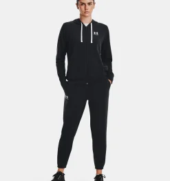 Shop Under Armour Felpa Con Cappuccio Ua Rival Terry Full-Zip Da Donna Black / White - 001
