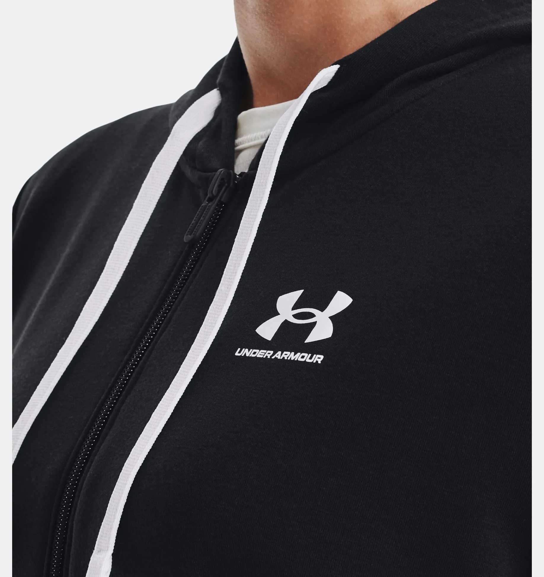Shop Under Armour Felpa Con Cappuccio Ua Rival Terry Full-Zip Da Donna Black / White - 001