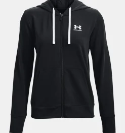 Shop Under Armour Felpa Con Cappuccio Ua Rival Terry Full-Zip Da Donna Black / White - 001