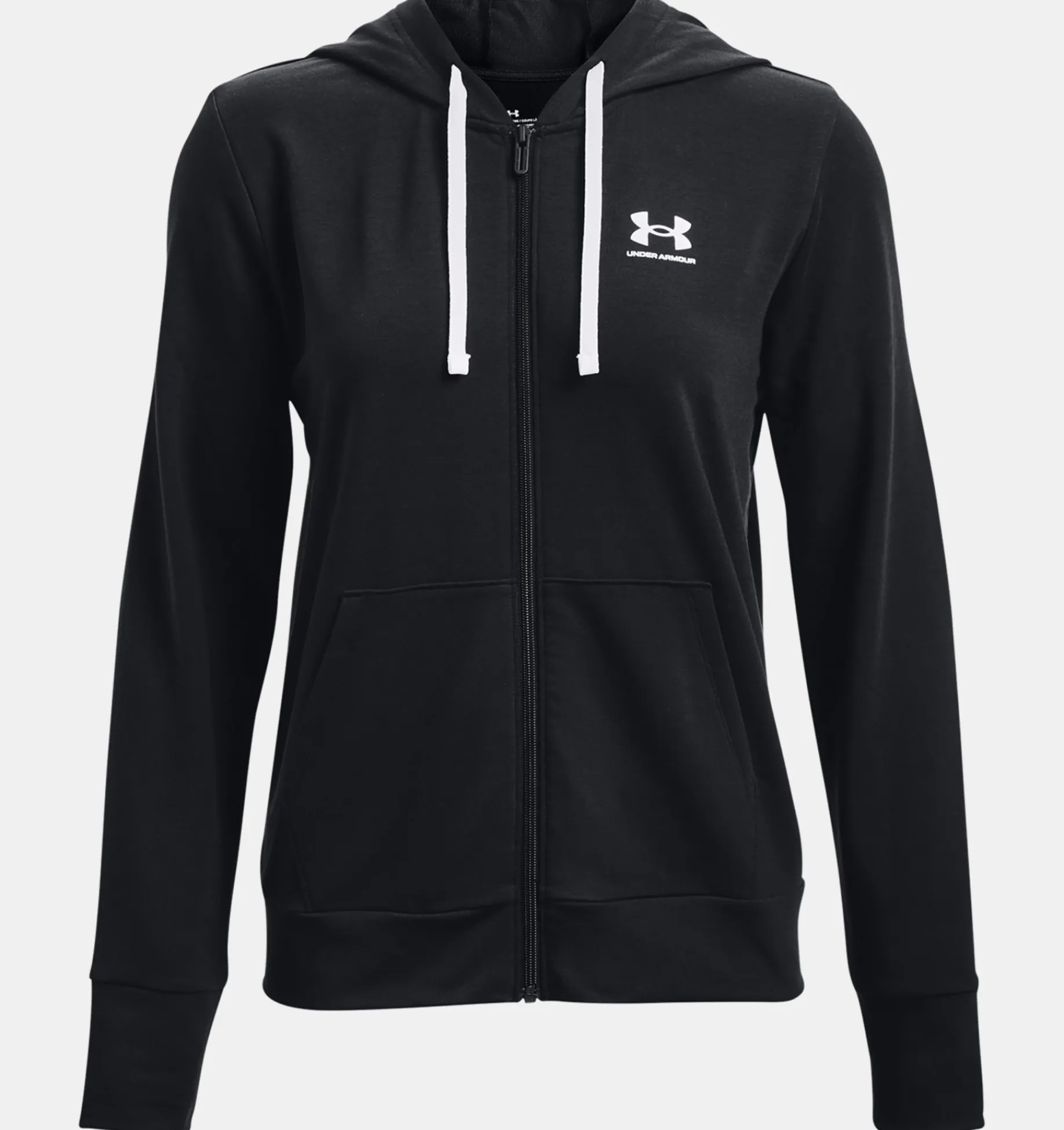 Shop Under Armour Felpa Con Cappuccio Ua Rival Terry Full-Zip Da Donna Black / White - 001