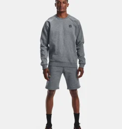 Best Sale Under Armour Felpa Ua Rival Fleece Crew Da Uomo Pitch Gray Light Heather / Onyx White - 012
