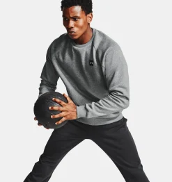 Best Sale Under Armour Felpa Ua Rival Fleece Crew Da Uomo Pitch Gray Light Heather / Onyx White - 012