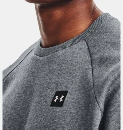 Best Sale Under Armour Felpa Ua Rival Fleece Crew Da Uomo Pitch Gray Light Heather / Onyx White - 012