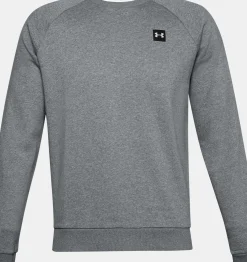 Best Sale Under Armour Felpa Ua Rival Fleece Crew Da Uomo Pitch Gray Light Heather / Onyx White - 012