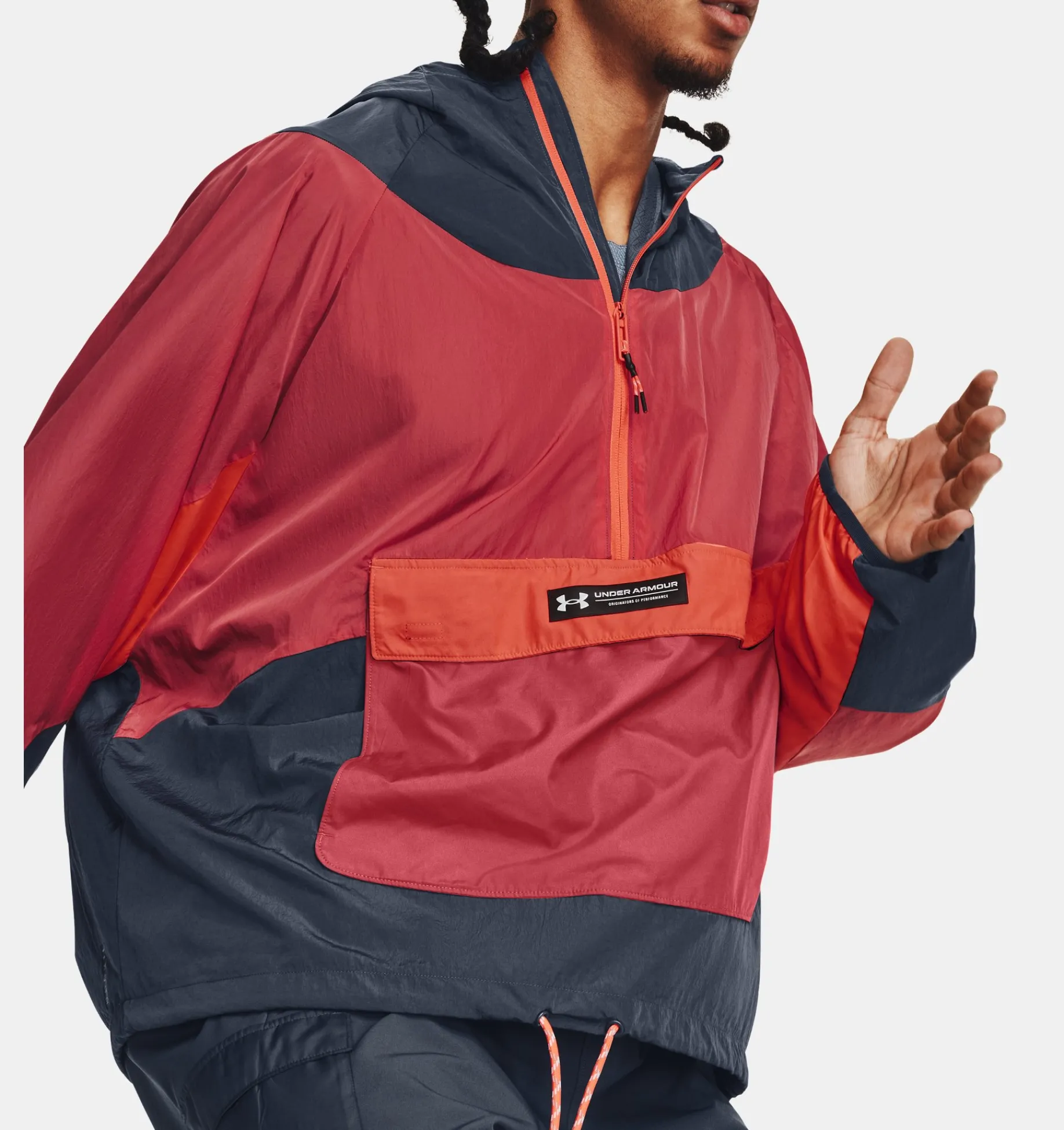 Fashion Under Armour Giacca Anorak Ua Rush™ Woven ½ Zip Da Uomo Downpour Gray / Reflective - 044