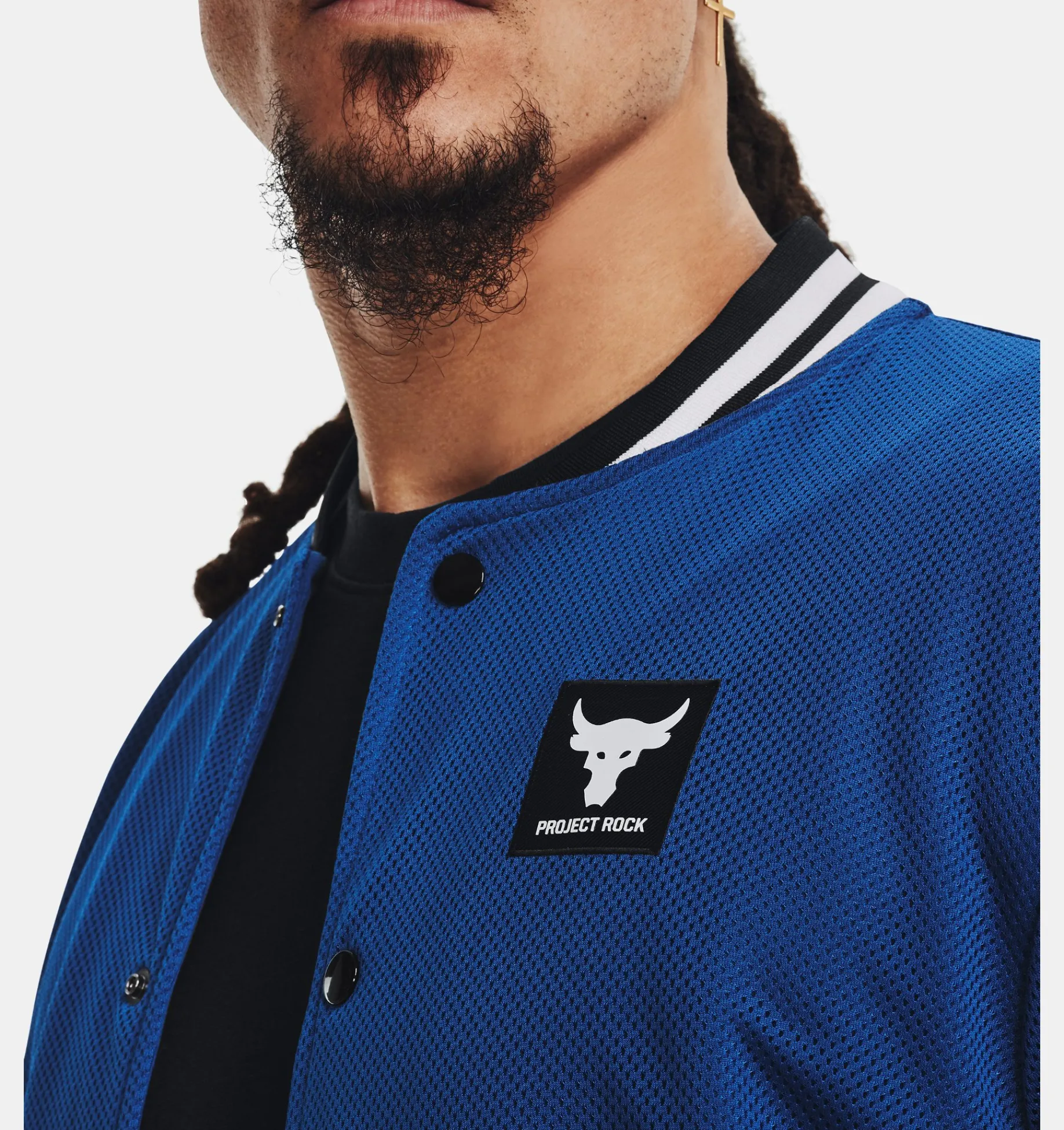 Online Under Armour Giacca Project Rock Mesh Varsity Da Uomo Blue Mirage / White - 471