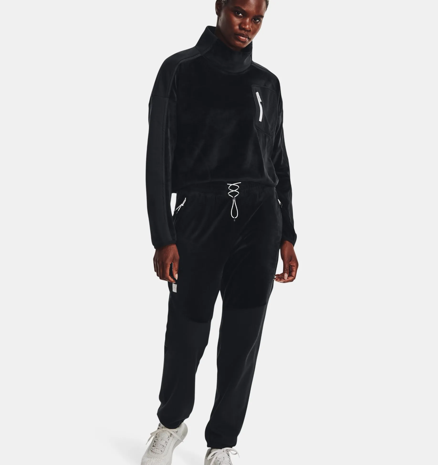 Best Sale Under Armour Jogger Ua Journey Fleece Da Donna Black / White - 001
