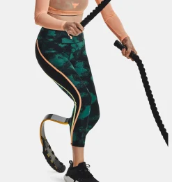 Clearance Under Armour Leggings Project Rock Heatgear® Printed Ankle Da Donna Coastal Teal / Orange Tropic - 722