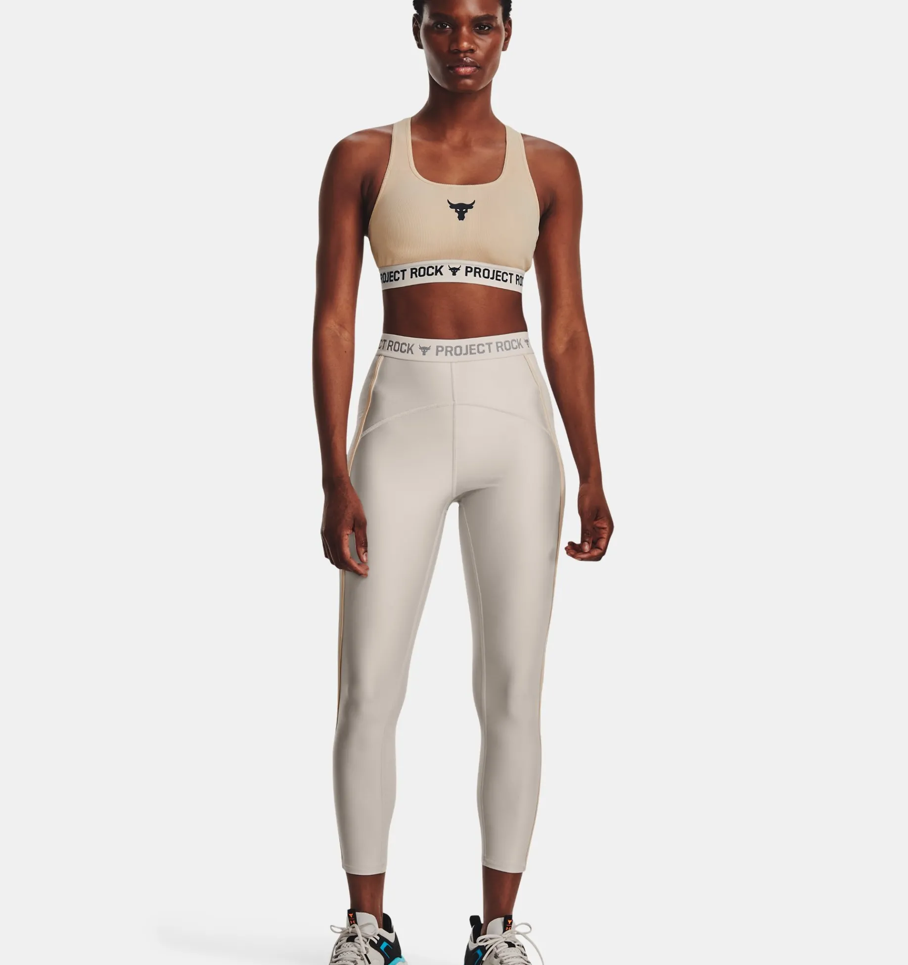 Clearance Under Armour Leggings Project Rock Heatgear® Ankle Da Donna Gray Matter / Peach Ice - 289