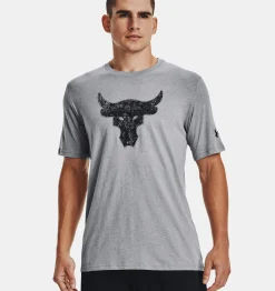 Cheap Under Armour Maglia A Manica Corta Project Rock Brahma Bull Da Uomo Steel Light Heather / Black - 035