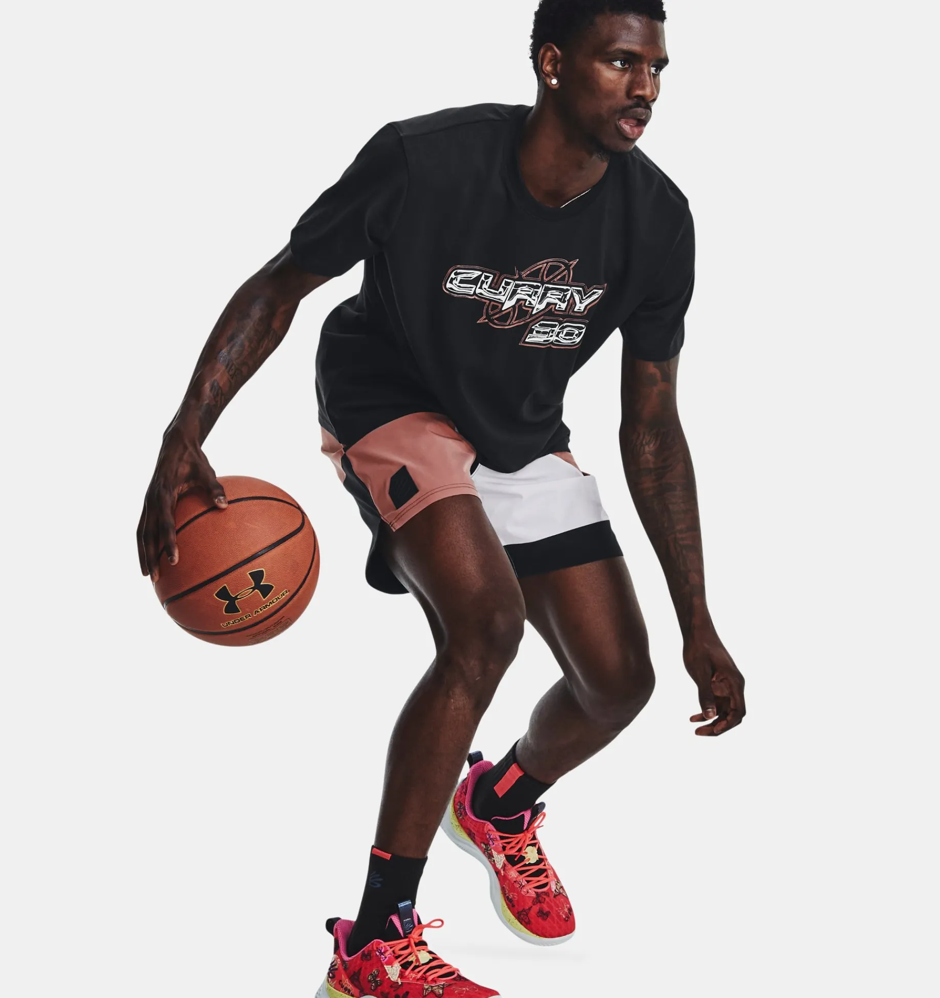 Fashion Under Armour Maglia A Maniche Corte Curry 30 Heavyweight Da Uomo Black / Red Fusion - 001
