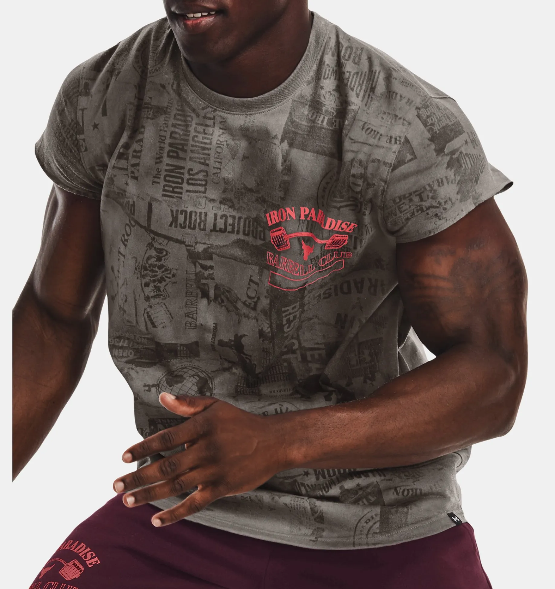 Flash Sale Under Armour Maglia A Maniche Corte Project Rock Show Your Gym Da Uomo Pewter / Blitz Red - 294