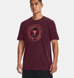 Fashion Under Armour Maglia A Maniche Corte Project Rock Globe Da Uomo Dark Maroon / Blitz Red - 600