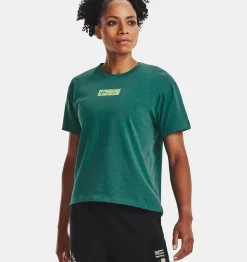 Sale Under Armour Maglia A Maniche Corte Project Rock Globe Da Donna Coastal Teal / Fade - 722