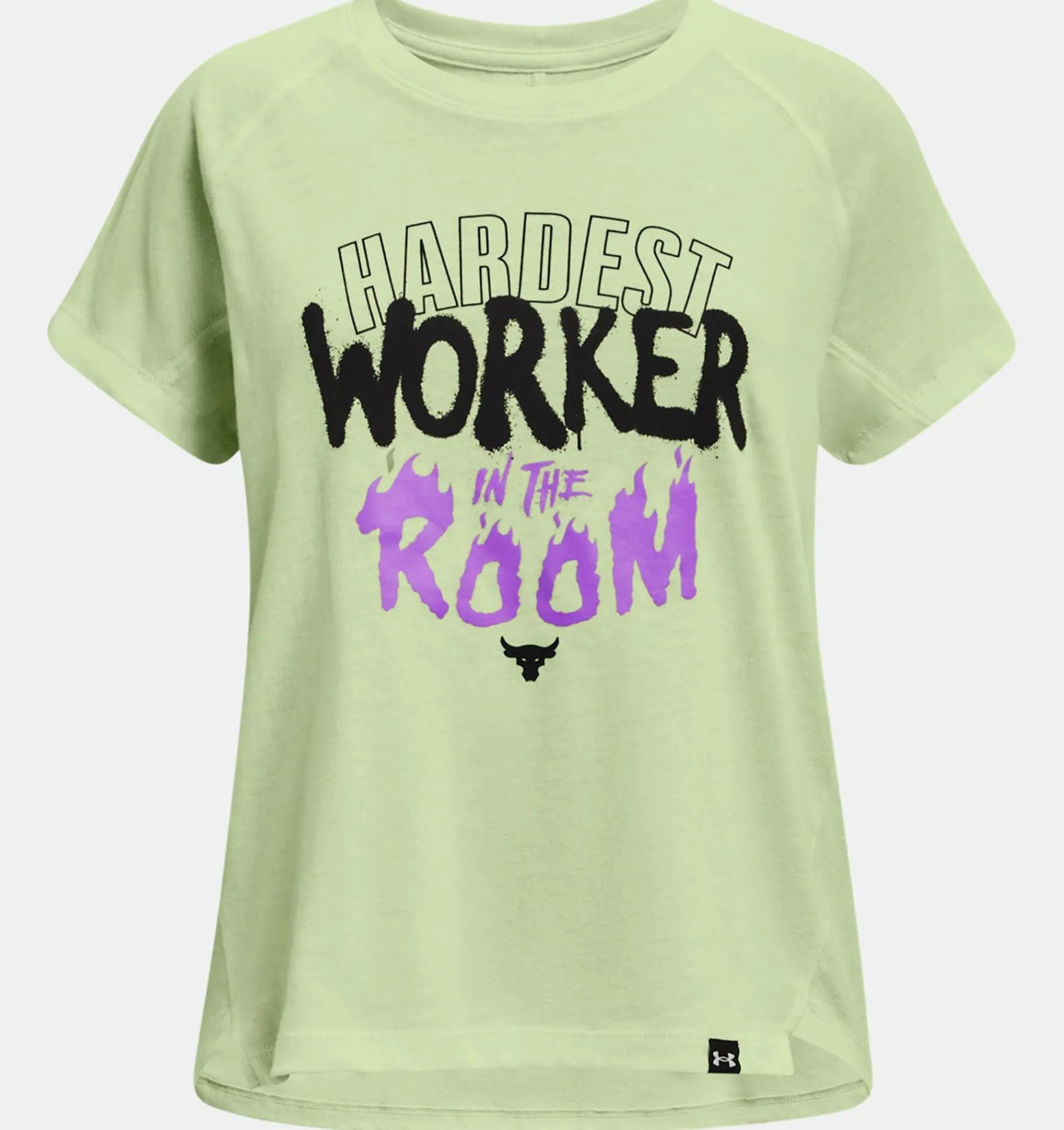 Clearance Under Armour Maglia A Maniche Corte Project Rock Hardest Worker In The Room Da Ragazza Phosphor Green / Black - 369