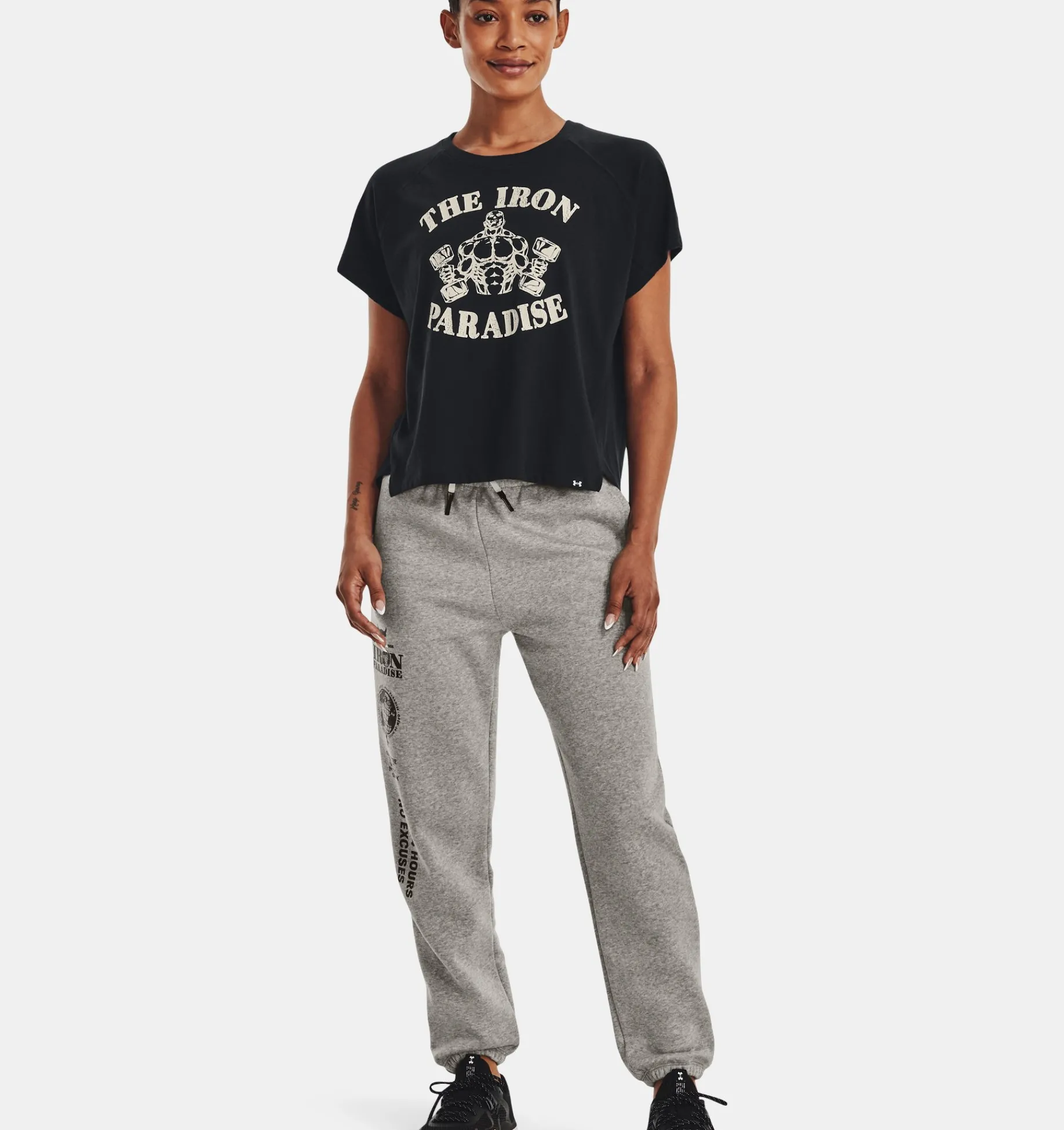 Store Under Armour Maglia A Maniche Corte Project Rock Vintage Iron Da Donna Black / Summit White - 001