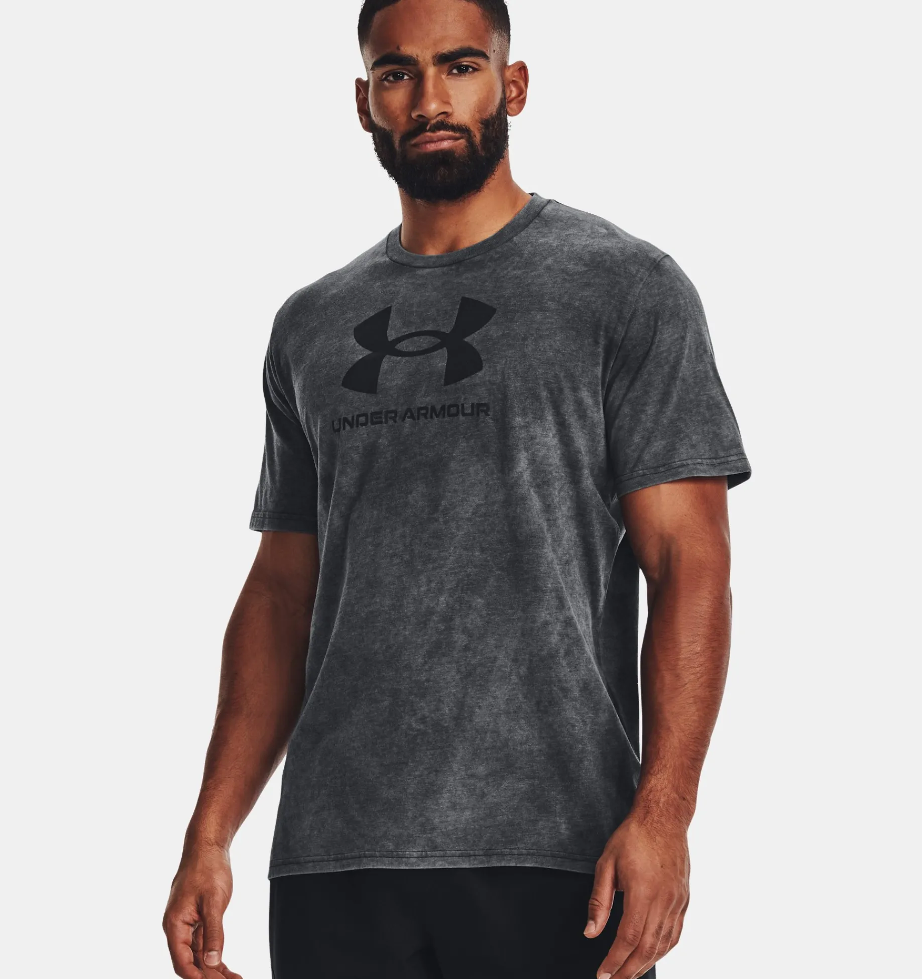 Hot Under Armour Maglia A Maniche Corte Ua Wash Tonal Sportstyle Da Uomo Black Medium Heather / Black - 002