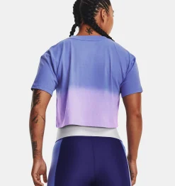Shop Under Armour Maglia A Maniche Corte Ua Branded Dip Dye Crop Da Donna Baja Blue / Nebula Purple - 495