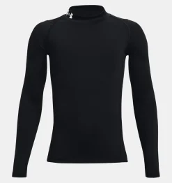 Best Under Armour Maglia A Maniche Lunghe Heatgear Mock Da Ragazzo Black / White - 001