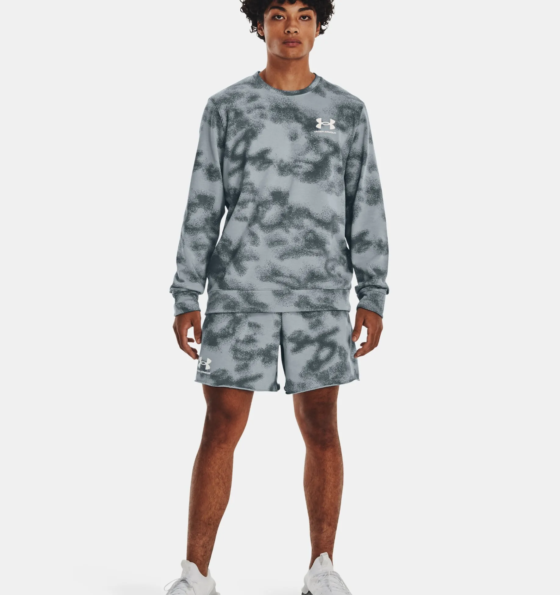 Hot Under Armour Maglia Ua Rival Terry Crew Da Uomo Harbor Blue / Gravel - 465