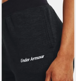 Hot Under Armour Pantaloni Ua Essential Fleece Script Da Donna Black / Jet Gray - 001
