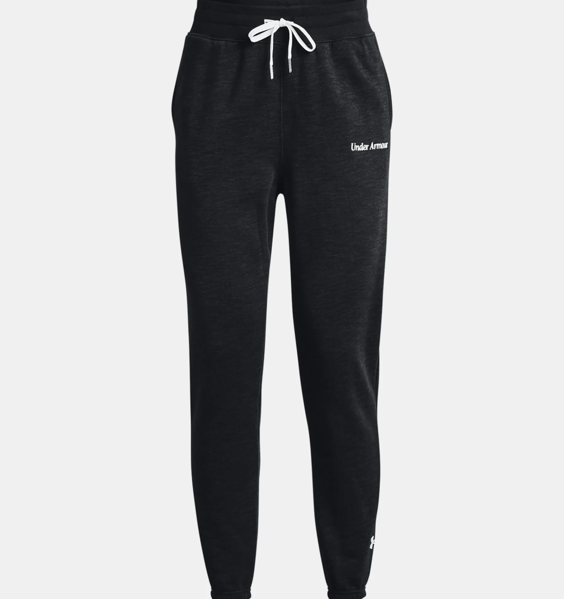 Hot Under Armour Pantaloni Ua Essential Fleece Script Da Donna Black / Jet Gray - 001